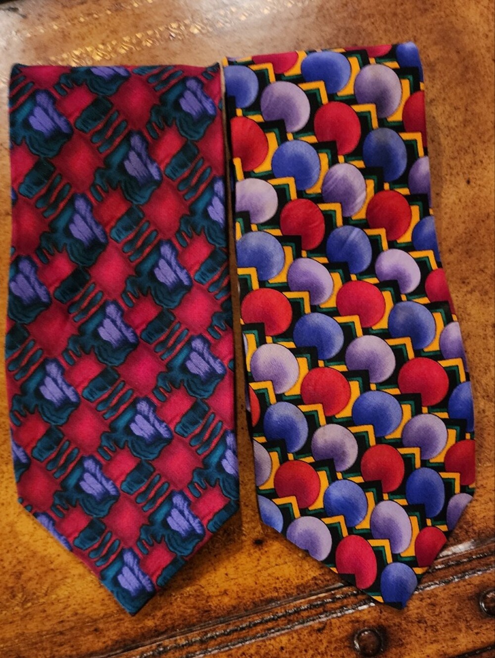2pc J. Garcia Jerry Garcia 100% Silk Art Tie Lot Curves & Lines Abstract